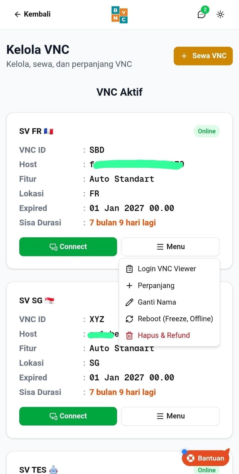 Screenshot 2 — BVNC Panel
